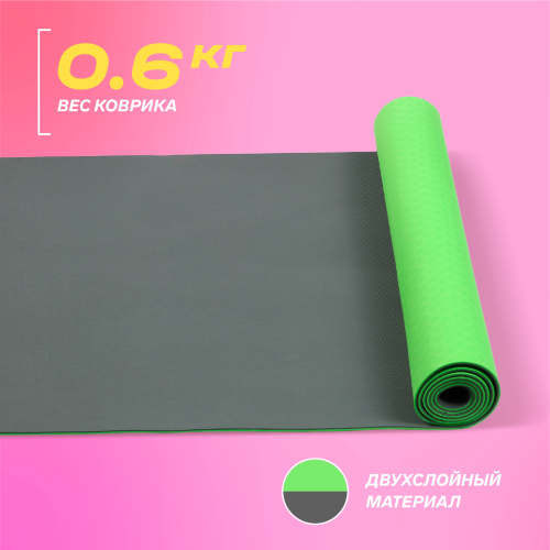 Коврик для йоги двухслойный PRCTZ TWO TONE TPE YOGA MAT, 173х61х0,4см