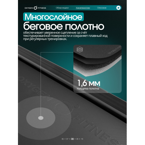 Беговая дорожка домашняя OXYGEN FITNESS STRIDE (черный)
