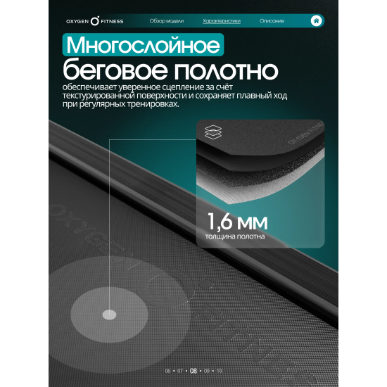 Беговая дорожка домашняя OXYGEN FITNESS STRIDE (черный)
