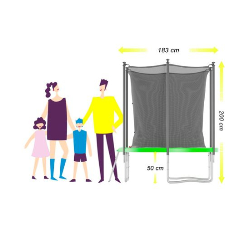 Батут с защитной сеткой DFC JUMP4FUN 6 ft зеленый с лестницей