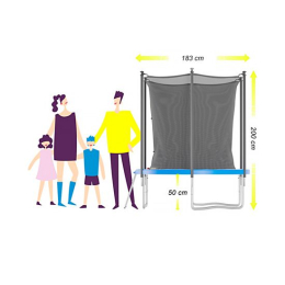 Батут с защитной сеткой DFC JUMP4FUN 6 ft синий с лестницей