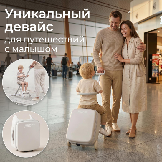 Чемодан UNIX Kids Коляска / Stroller Classic бежевый