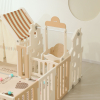 Манеж UNIX Kids DeLuxe House / Делюкс Дом бежевый, 150 x 180 см, с баскетбольной стойкой, доской для рисования, качелями