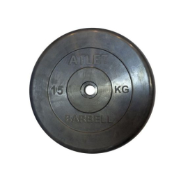 Диск обрезиненный BARBELL ATLET 15 кг / диаметр 26 мм