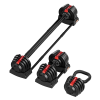 Гантель регулируемая 18кг + штанга + гиря, HYFIT, набор 3в1, D7040