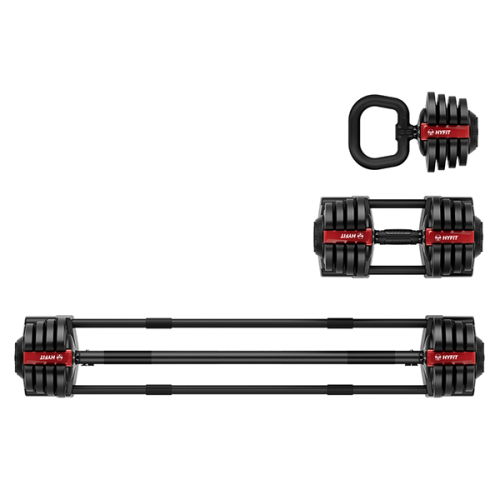 Гантель регулируемая 18кг + штанга + гиря, HYFIT, набор 3в1, D7040