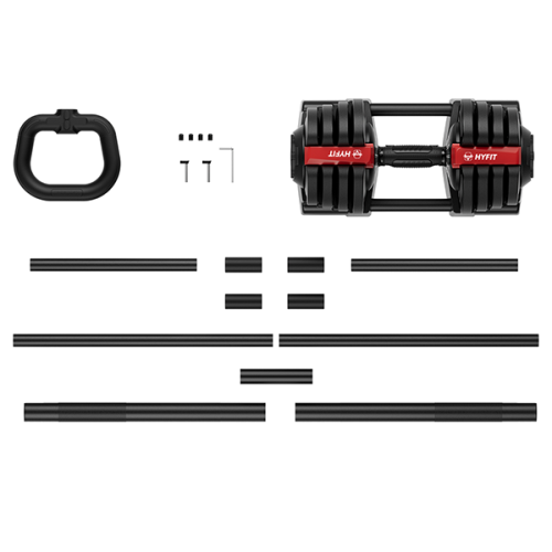 Гантель регулируемая 18кг + штанга + гиря, HYFIT, набор 3в1, D7040
