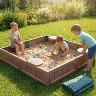 Песочница UNIX Kids Square квадратная 123 х 123 см коричневый