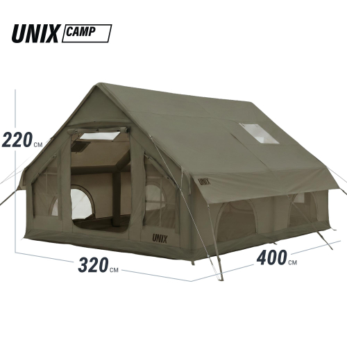 Надувная палатка UNIX Camp Sirius 4х3 зеленый (+ навес)