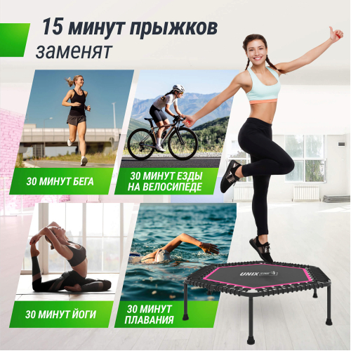 Батут спортивный UNIX Line FITNESS Lite Pink (125 см)