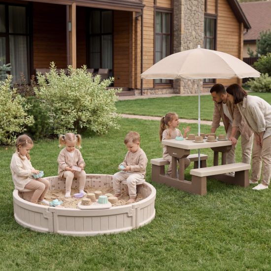 Песочница UNIX Kids Round круглая 120 см бежевый