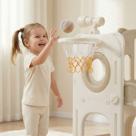 Игровой комплекс с горкой UNIX Kids Star / Звезда бежевый