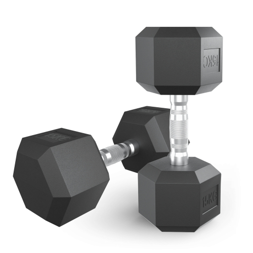 Гантель гексагональная UNIX Fit обрезиненная 15 кг, 2 шт.