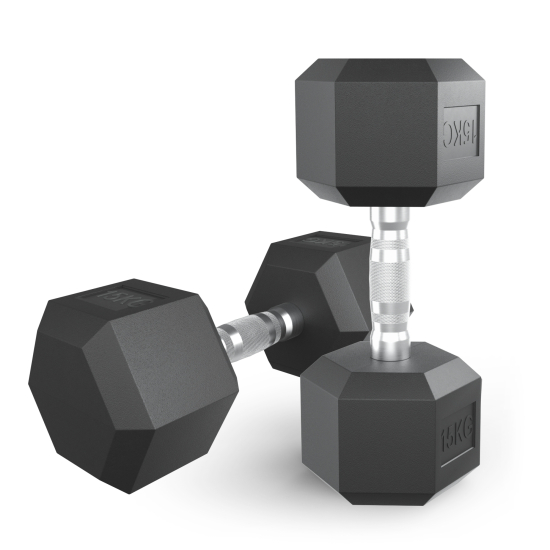 Гантель гексагональная UNIX Fit обрезиненная 15 кг, 2 шт.