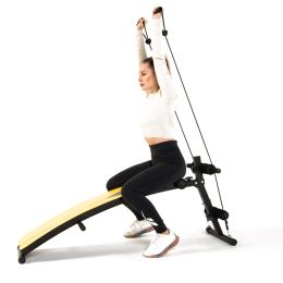 Скамья для пресса DFC с гантелями и эспандерами  D102RY