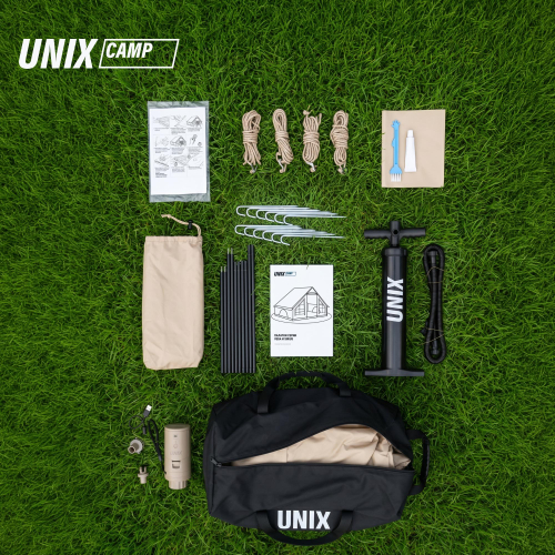 Надувная палатка UNIX Camp Vega 3х2 бежевый (+ навес)