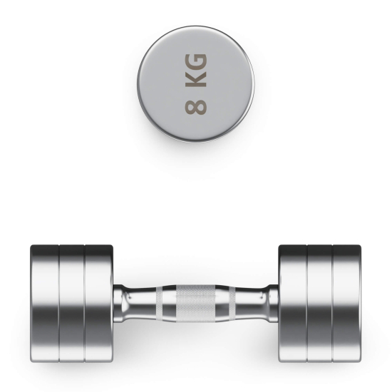 Гантель UNIX Fit PRO круглая хромированная 8 кг, 2 шт.