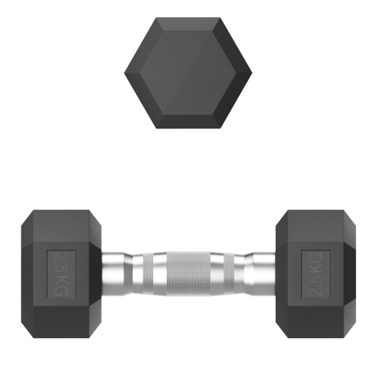 Гантель гексагональная UNIX Fit обрезиненная 2,5 кг / шт.