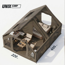 Надувная палатка UNIX Camp Sirius 4х3 зеленый (+ навес)