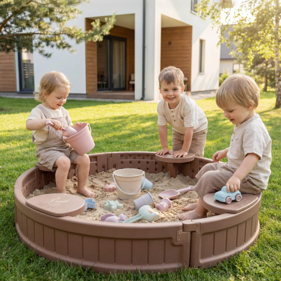 Песочница UNIX Kids Round круглая 120 см коричневый