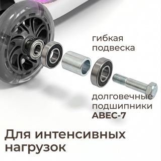 Самокат UNIX Kids Light с подсветкой, серый