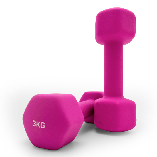 Гантель UNIX Fit неопреновая 3 кг Pink, 2 шт.
