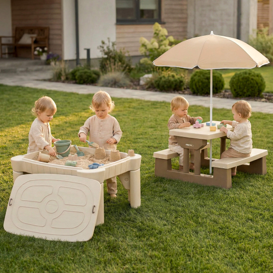 Песочница UNIX Kids Table / стол с крышкой 96 х 66 см бежевый
