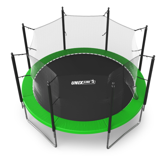 Батут UNIX Line Simple 12 ft (366 см) с внутренней защитной сеткой, зеленый