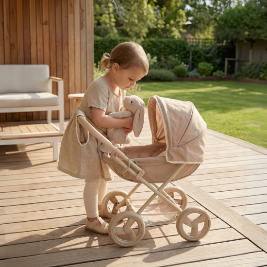 Коляска для кукол UNIX Kids Cradle Doll / с люлькой бежевый