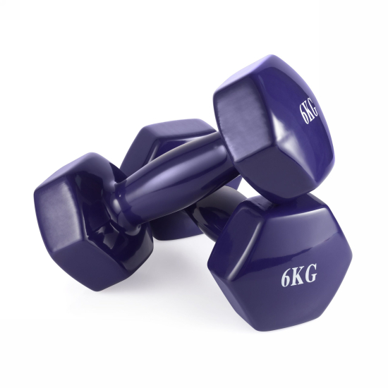 Гантель неразборная 6 кг. винил (2 штуки) VictoryFit VF-DV060-2