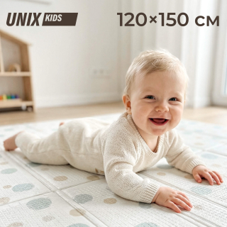 Игровой коврик складной UNIX Kids Circles / Круги 120x150 см серый