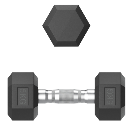Гантель гексагональная UNIX Fit обрезиненная 5 кг, 2 шт.