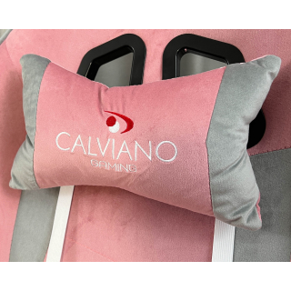 Вибромассажное кресло Calviano 1583 серо-розовый велюр