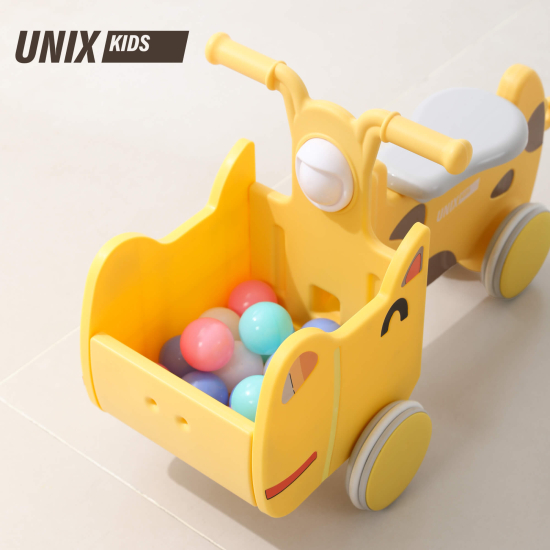 Машинка-каталка с корзиной UNIX Kids Hippo / Бегемот желтый