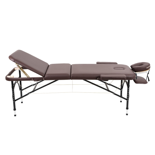 Массажный стол складной Atlas Sport Strong 70 см 3-с алюминиевый усиленная столешница коричневый