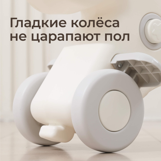Лошадка-качалка-беговел UNIX Kids с ручкой серый