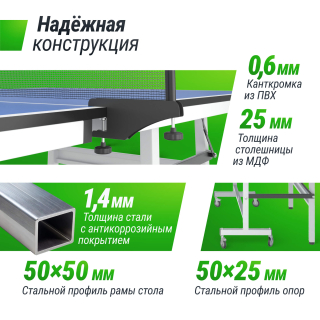 Профессиональный теннисный стол UNIX Line 25 mm MDF (Blue)