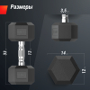 Гантель гексагональная UNIX Fit обрезиненная 12,5 кг, 2 шт.