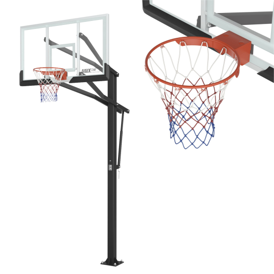 Баскетбольная стойка стационарная UNIX Line B-Stand-TG PRO 72"x42" (180 х 105 см) R45 H230-305 см