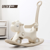 Лошадка-качалка-беговел с ручкой UNIX Kids Dino / Дино бежевый