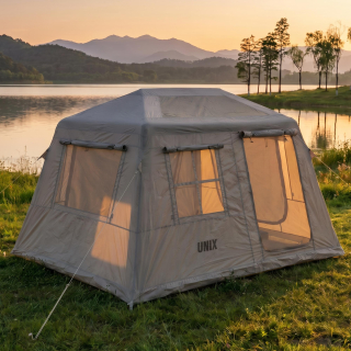 Надувная палатка UNIX Camp Vega 3х2 серый (+ навес)