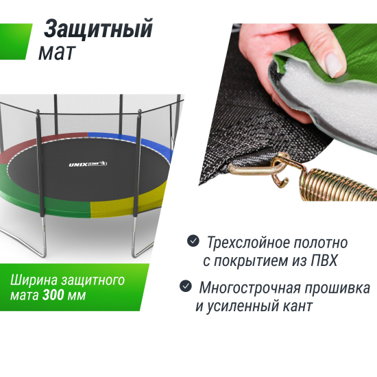 Батут UNIX Line Simple 12 ft (366 см) с внешней защитной сеткой, цветной
