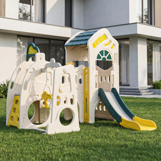 Игровой комплекс UNIX Kids Playhouse / Игровой домик с горкой и качелями