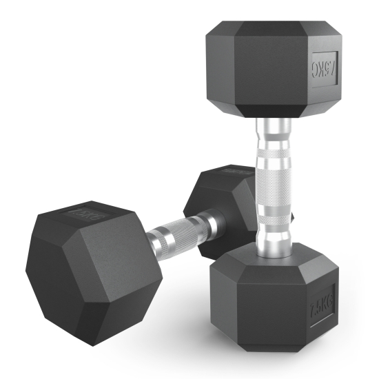 Гантель гексагональная UNIX Fit обрезиненная 7,5 кг, 2 шт.