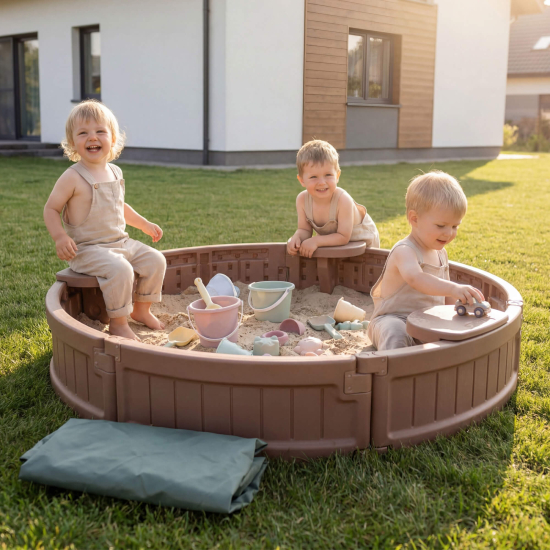 Песочница UNIX Kids Round круглая 120 см коричневый