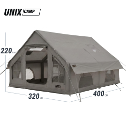 Надувная палатка UNIX Camp Sirius 4х3 серый (+ навес)