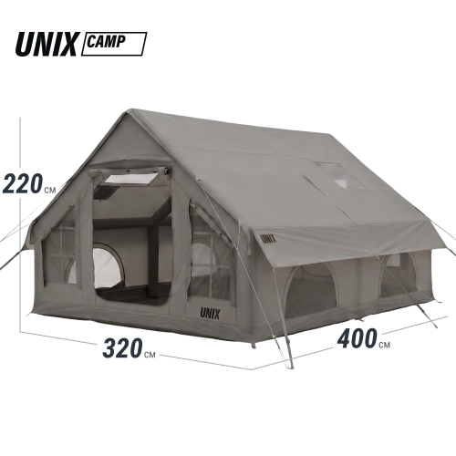 Надувная палатка UNIX Camp Sirius 4х3 серый (+ навес)