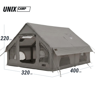 Надувная палатка UNIX Camp Sirius 4х3 серый (+ навес)