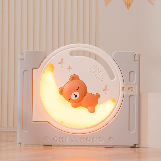 Манеж UNIX Kids Deluxe / Делюкс серый180 x 200 см, с баскетбольным кольцом и ковриком