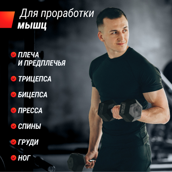 Гантель гексагональная UNIX Fit обрезиненная 12,5 кг, 2 шт.